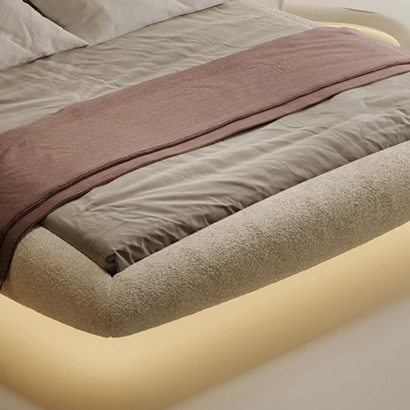 Floating upholstered king bed