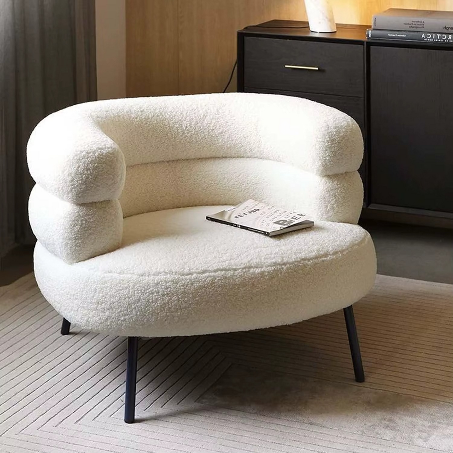 Modern Accent Chair, Lazy Sofa Accent Chair, Curved Design backrest for Living Room Bedroom