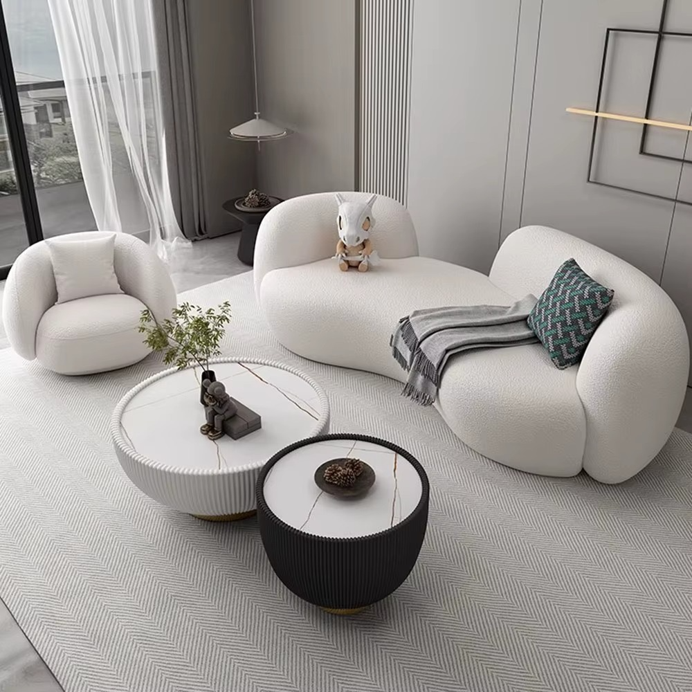 Pillow Armrest Living Room Sofas Lazy Luxury Curved Sofas Lounge Modern Italian
