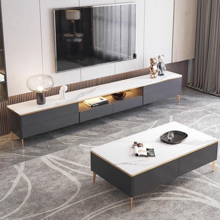 Elegant TV Stand & Coffee Table for Living Room with Storage