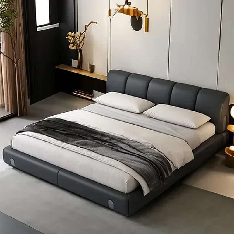 Elegant Modern Upholstered Bed in Leather.
