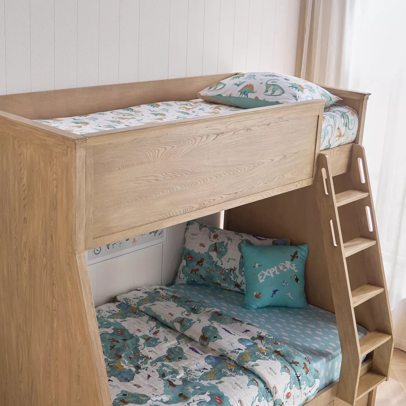 Wood Bunk Bed with Stairs and Storage Drawers.