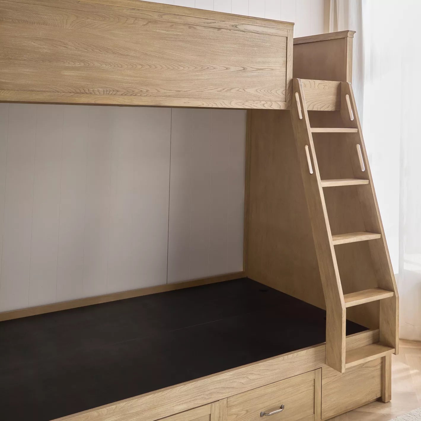 Wood Bunk Bed with Stairs and Storage Drawers.