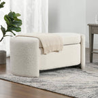 Rounded Boucle Storage Bed Bench.