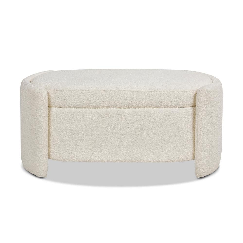 Rounded Boucle Storage Bed Bench.