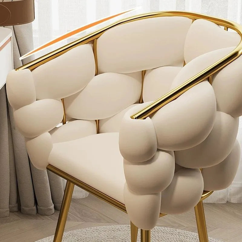 High-color Cosmetic Stool Home Girls Bedroom Dressing Table Stool Light Luxury Simple Petal Chair Backrest Nail Chair