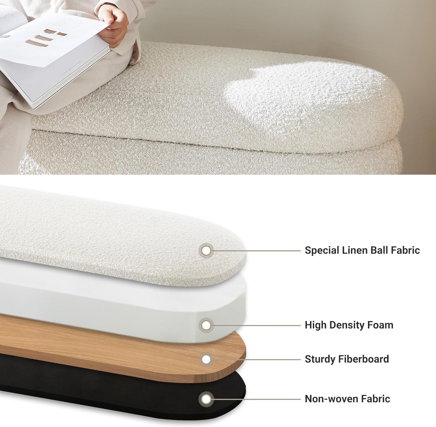 Boucle Storage Bed Bench.