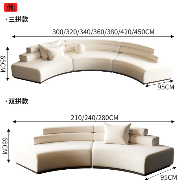 Designer Curved Living Room Sofa Bed Full Body Minimalist High Quality Couch