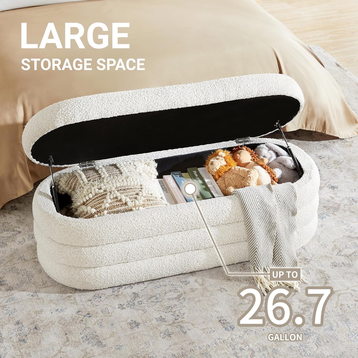 Boucle Storage Bed Bench.