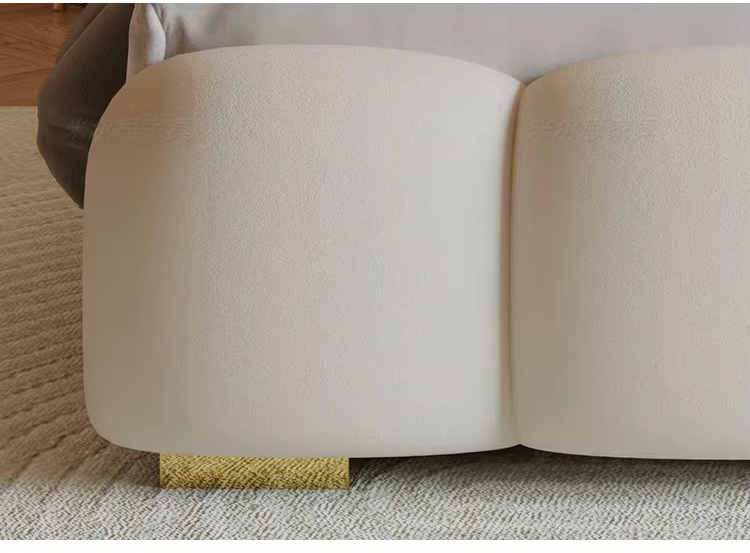 Modern Upholstered Lighted Bed with Storage Drawers Compartments.