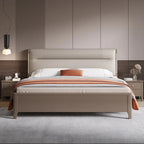 Modern Upholstered Panel Bed with Channel Tufted Headboard.