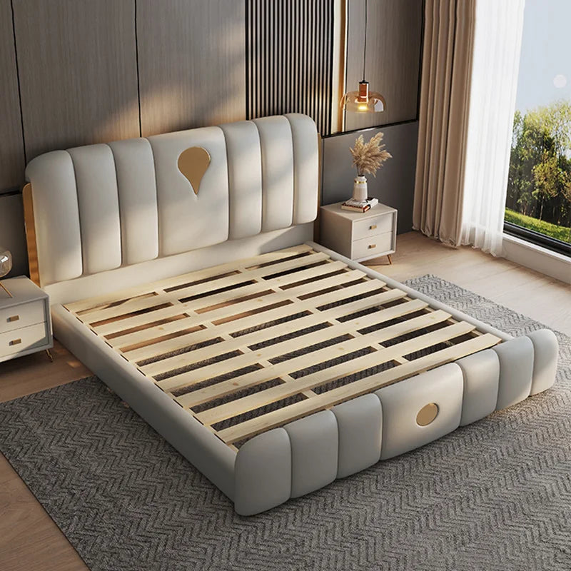 Nordic Aesthetic Marriage Bed Under Storage Modern Wood Double Bed