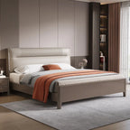 Modern Upholstered Panel Bed with Channel Tufted Headboard.