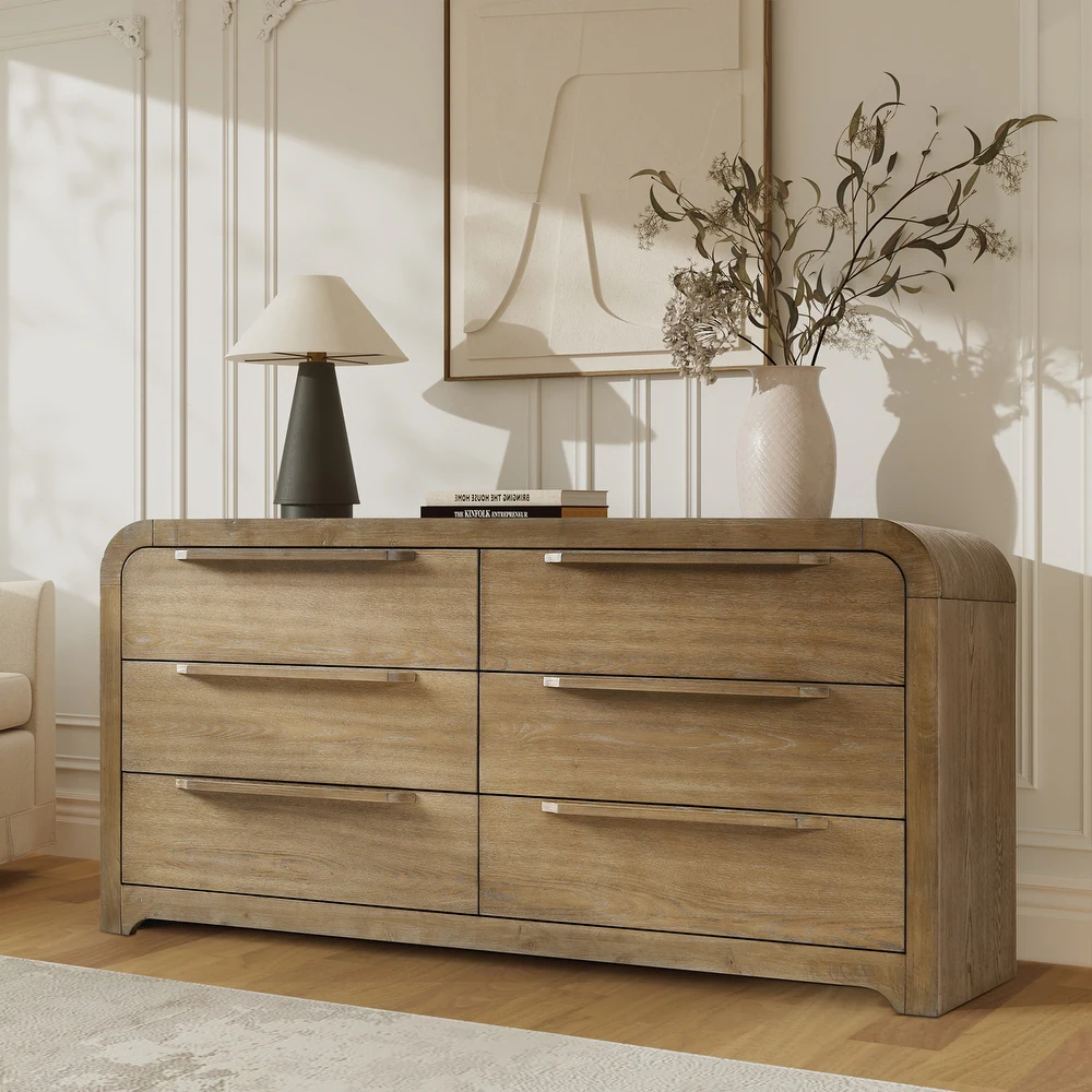 Modern Wood 6-Drawer Dresser.