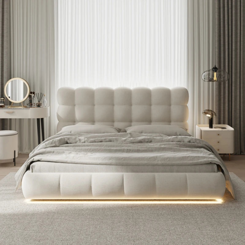 Modern Curved Puffy Lighted Bed