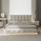 Modern Curved Puffy Lighted Bed.