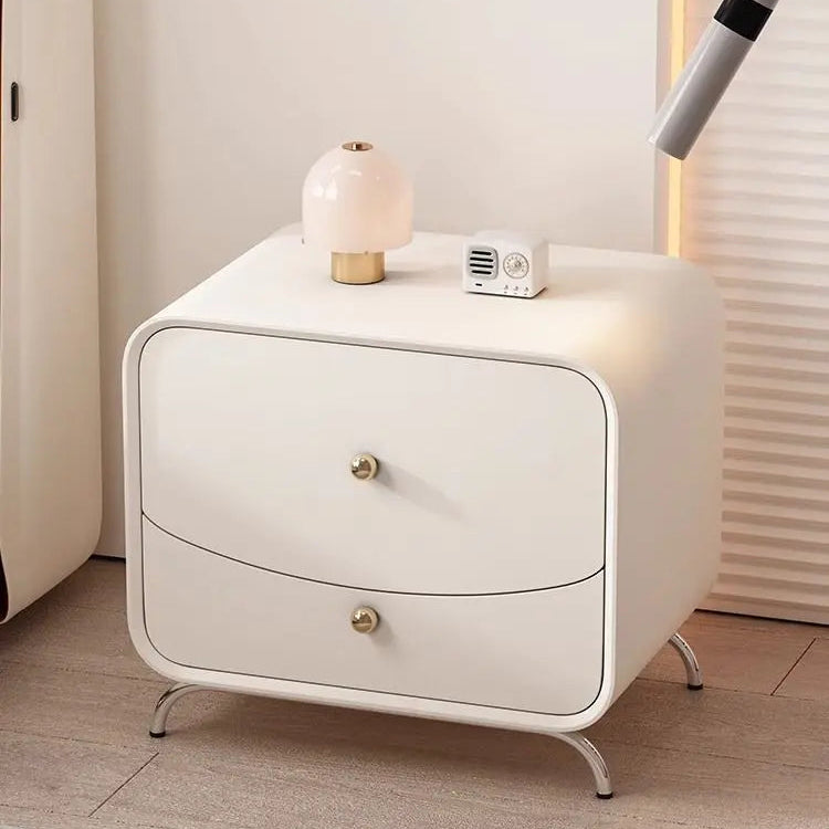 Solid Wood Multi Layer Bed Side Table Made Leather