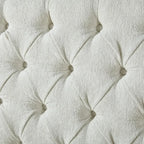 Sophisticated Sleigh Bed with Button Tufted Design.