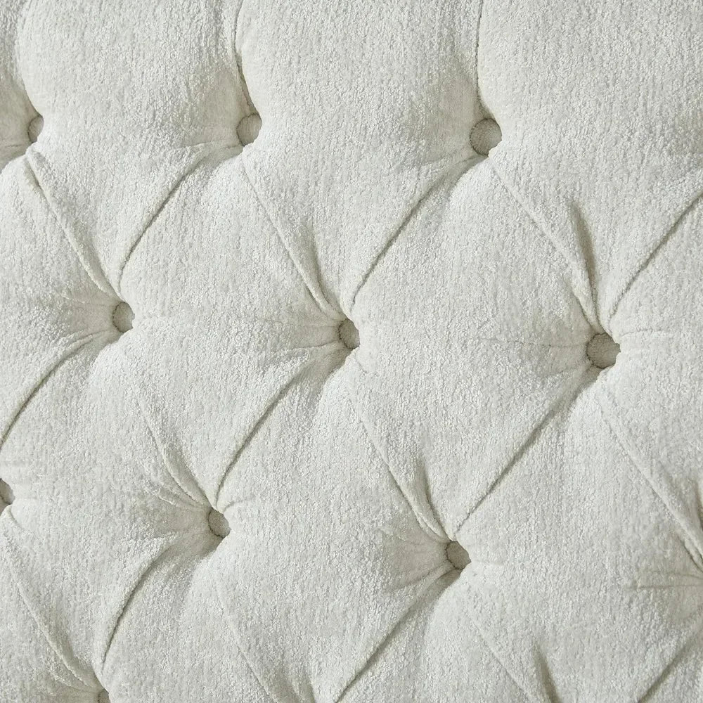 Sophisticated Sleigh Bed with Button Tufted Design.