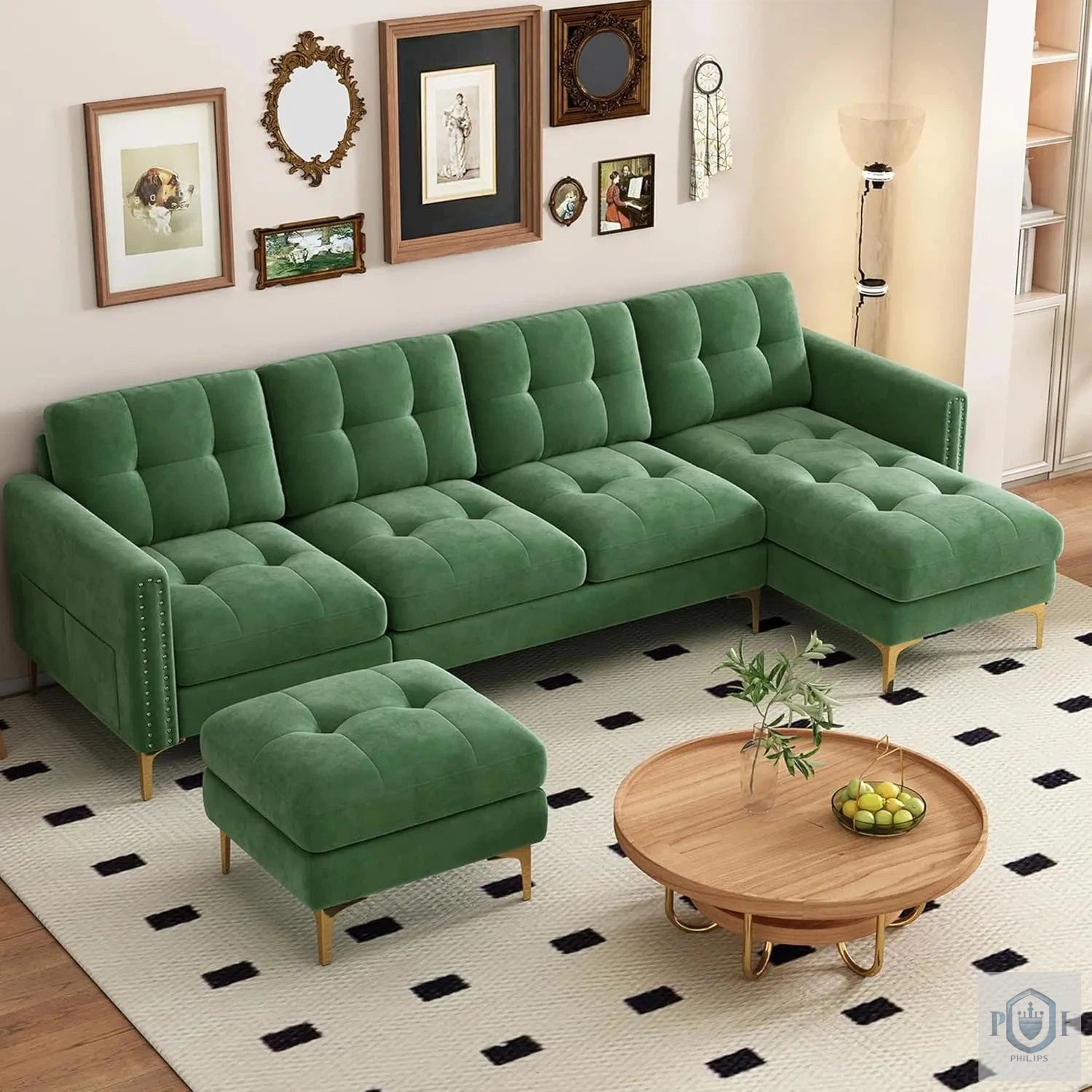 Philips Modern U Shape Style Sofa Set Fully Upholstered