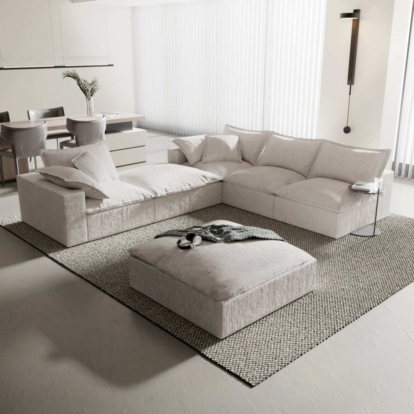 Modern Linen Fabric Sectional Compressed Vacuum-Packed Sofa for Apartment Living Room