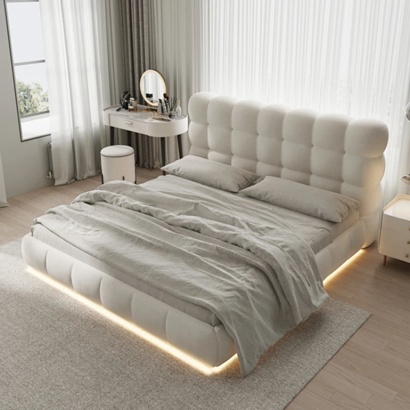 Modern Curved Puffy Lighted Bed