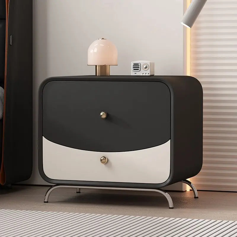 Solid Wood Multi Layer Bed Side Table Made Leather