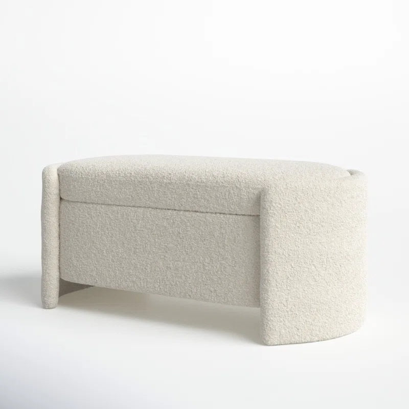 Rounded Boucle Storage Bed Side Bench