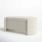 Rounded Boucle Storage Bed Side Bench