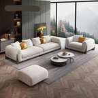Italian Style White Couch Home Furniture Minimalist Living Room Furniture Modern Latex Solid Wood Lamb Velvet Sofa
