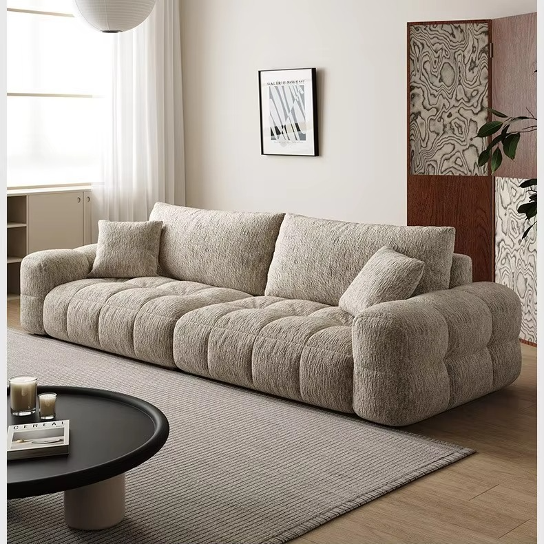Puff Fabric Sofa Cream Style Small Apartment Light Luxury