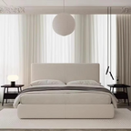 Modern Minimalist Upholstered Platform Bed.