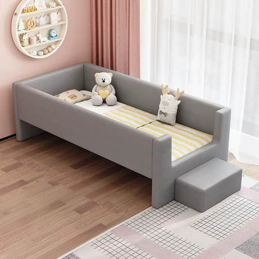 Solid wood bed boy baby cot with guard