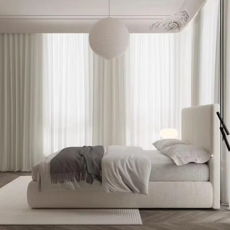 Modern Minimalist Upholstered Platform Bed.