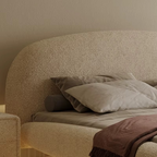 Modern Floating Lighting Upholstered Bed.