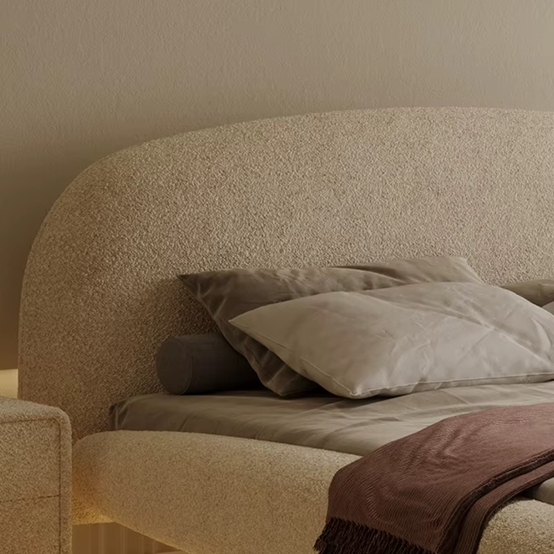 Modern Floating Lighting Upholstered Bed.