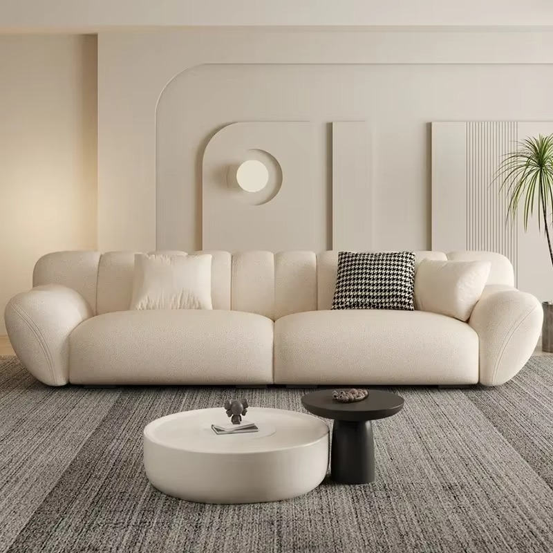 Comfortable Relaxing White Sofa Set, Modern Living Room, Lazy Sofa, Nordic Designer,