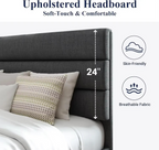 Sleek Upholstered Platform Bed with Channel-Tufted Headboard.