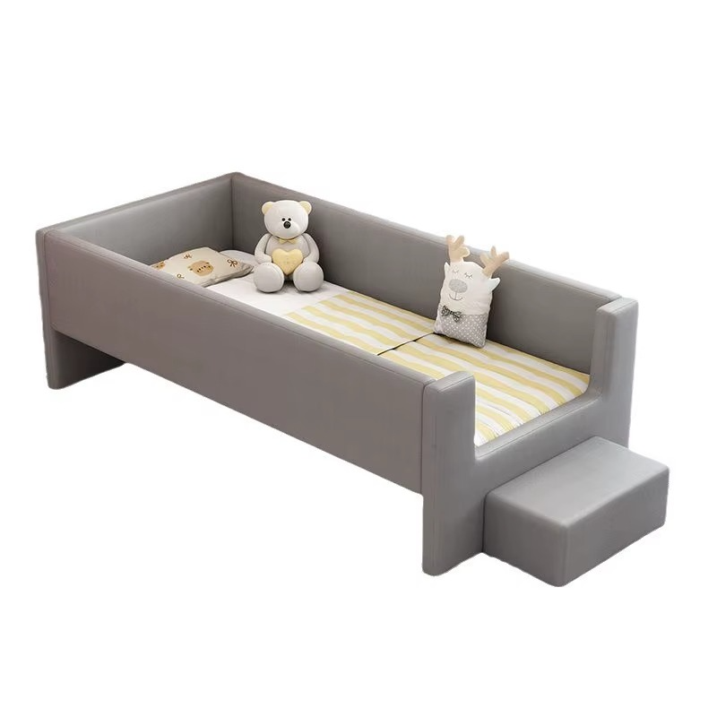 Solid wood bed boy baby cot with guard