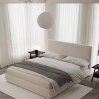 Modern Minimalist Upholstered Platform Bed.