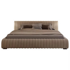 Ribbed Upholstered Low Profile Bed Frame.