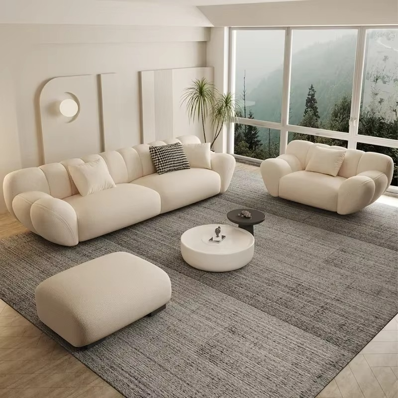 Comfortable Relaxing White Sofa Set, Modern Living Room, Lazy Sofa, Nordic Designer,