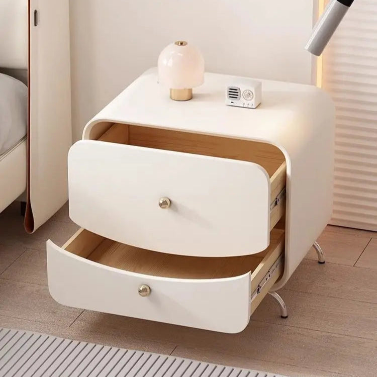 Solid Wood Multi Layer Bed Side Table Made Leather