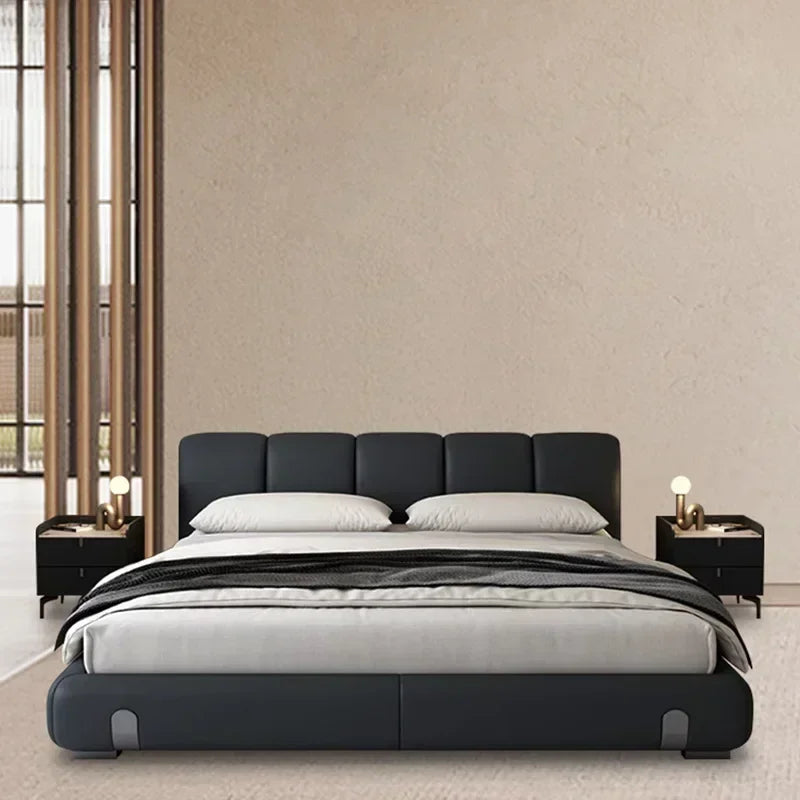 Elegant Modern Upholstered Bed in Leather.
