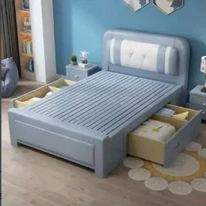 High End Children Double Bed Designer Storage Wooden Nature Simple Double Bed Modern Luxury