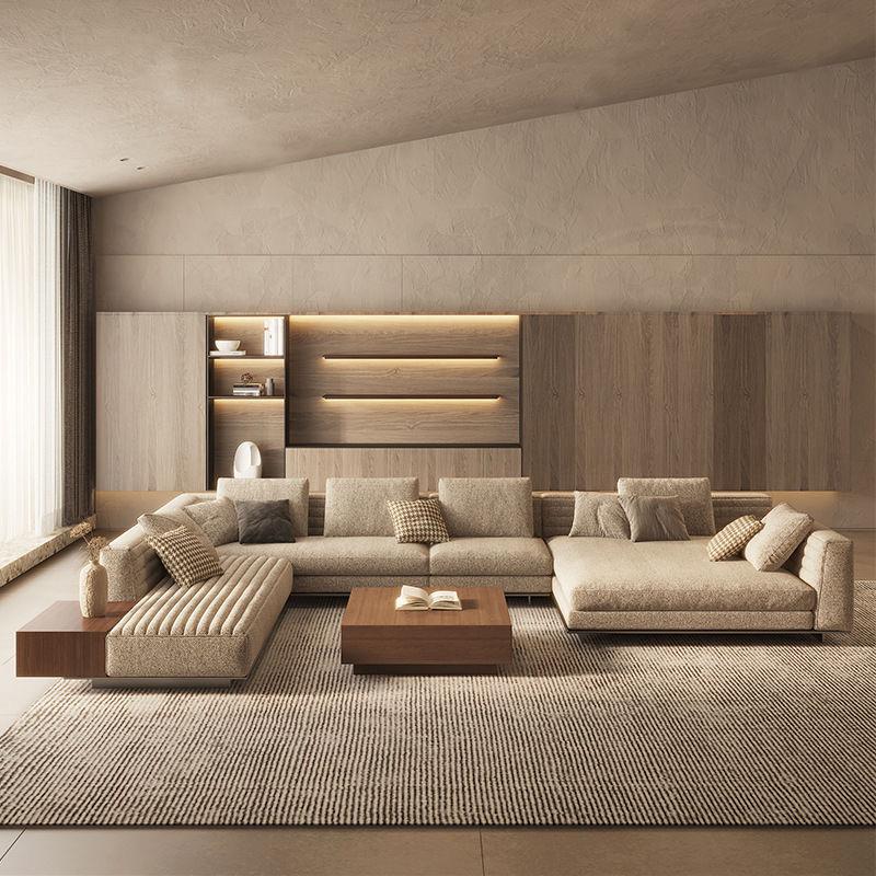Modern Modular L- Shaped Sectional Sofa With Built in Side Table