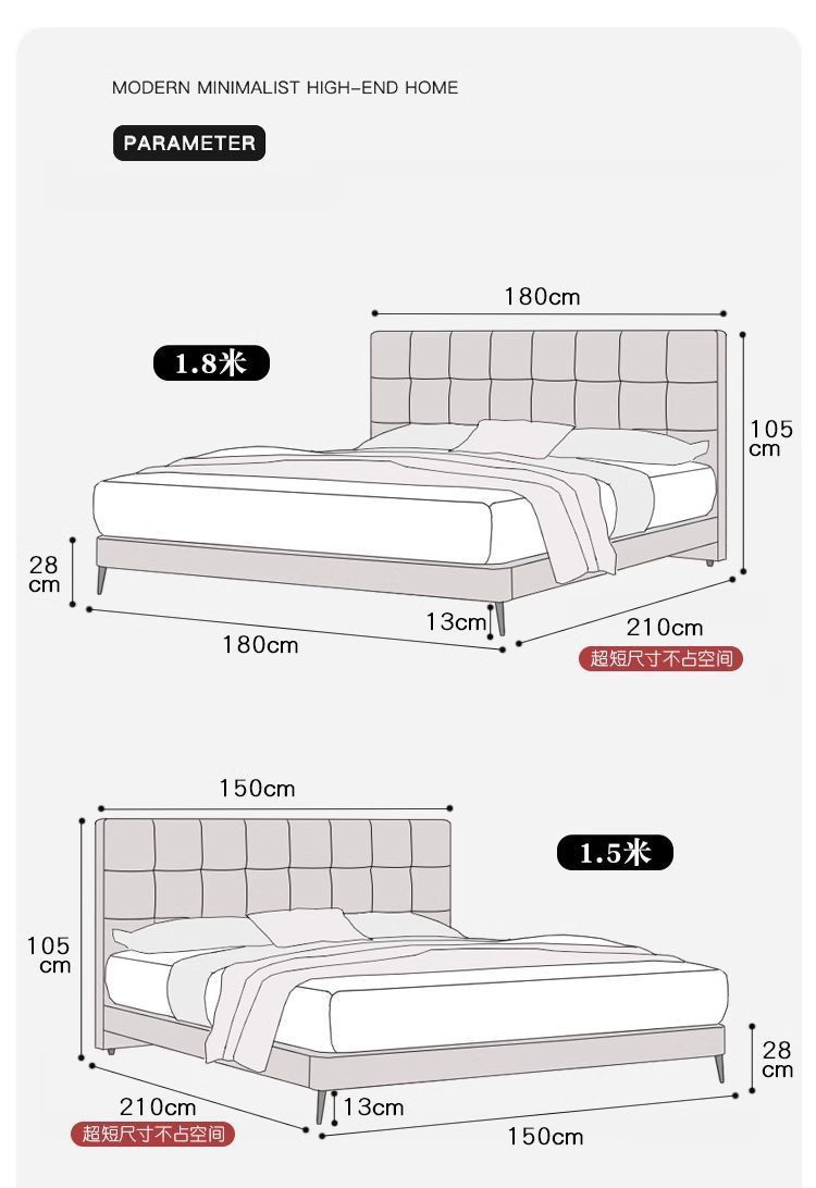 Upholstery Double Bed Black Nordic Queen