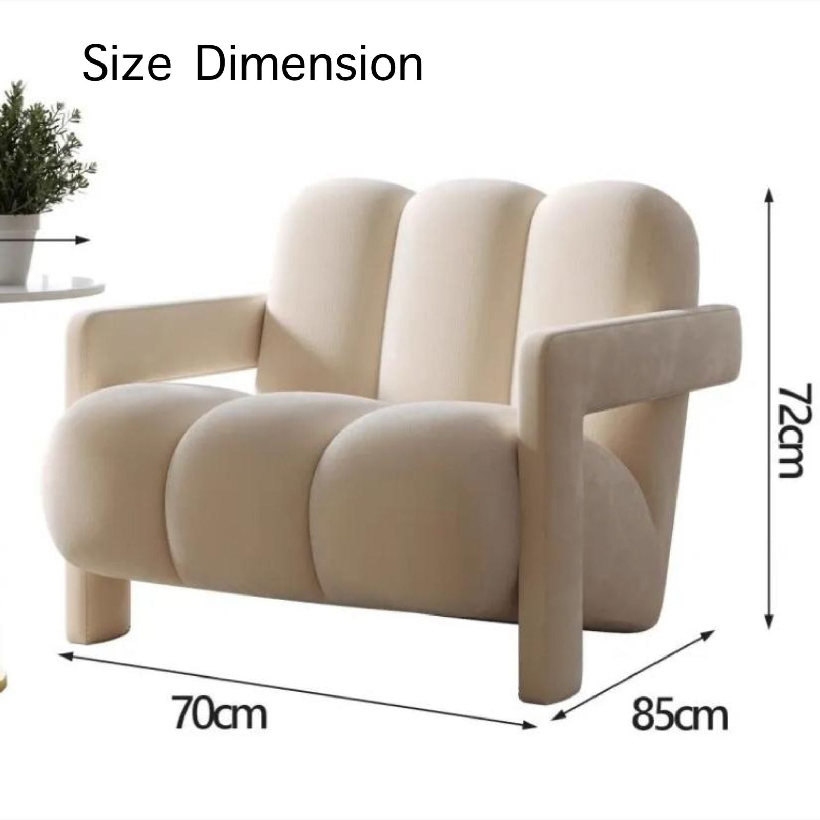 Danish Scandinavian Style Single Sofa Chair Made with Velvet Fabric