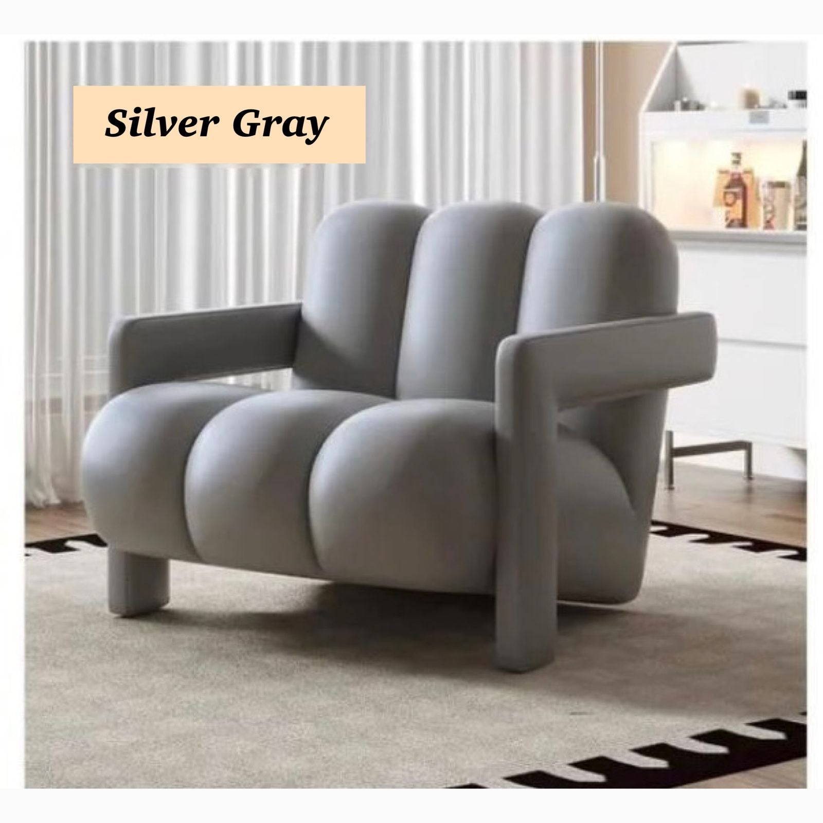 Danish Scandinavian Style Single Sofa Chair Made with Velvet Fabric