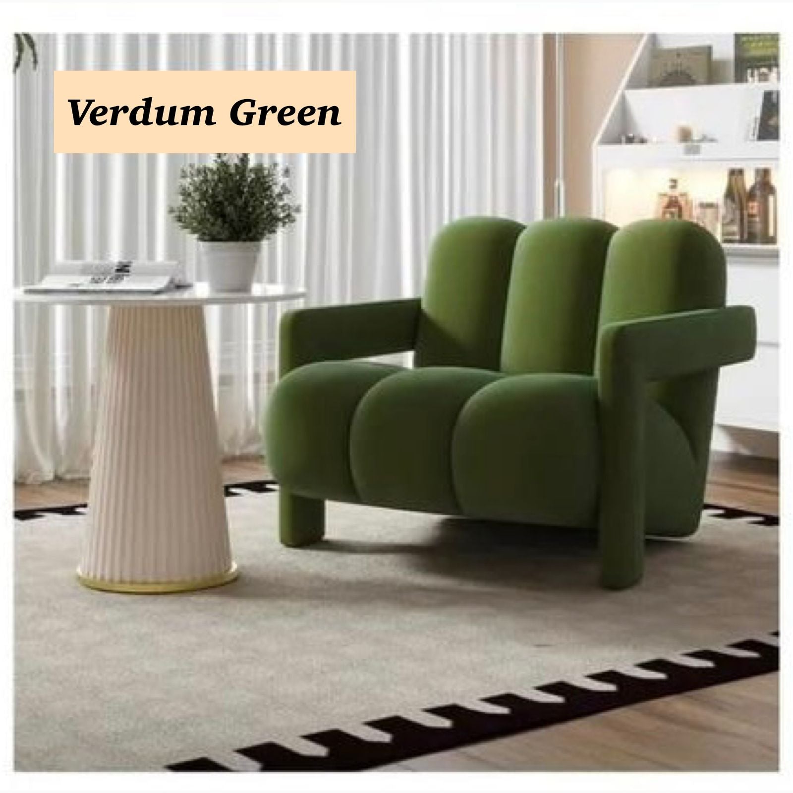 Danish Scandinavian Style Single Sofa Chair Made with Velvet Fabric